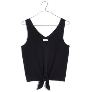 Madewell Texture & Thread Tie Front Black V-Neck Tank Top